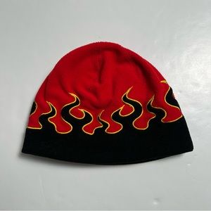 053 - VINTAGE 00s FLAMES FIRE YOUTH KIDS BOYS BEANIE CAP HAT